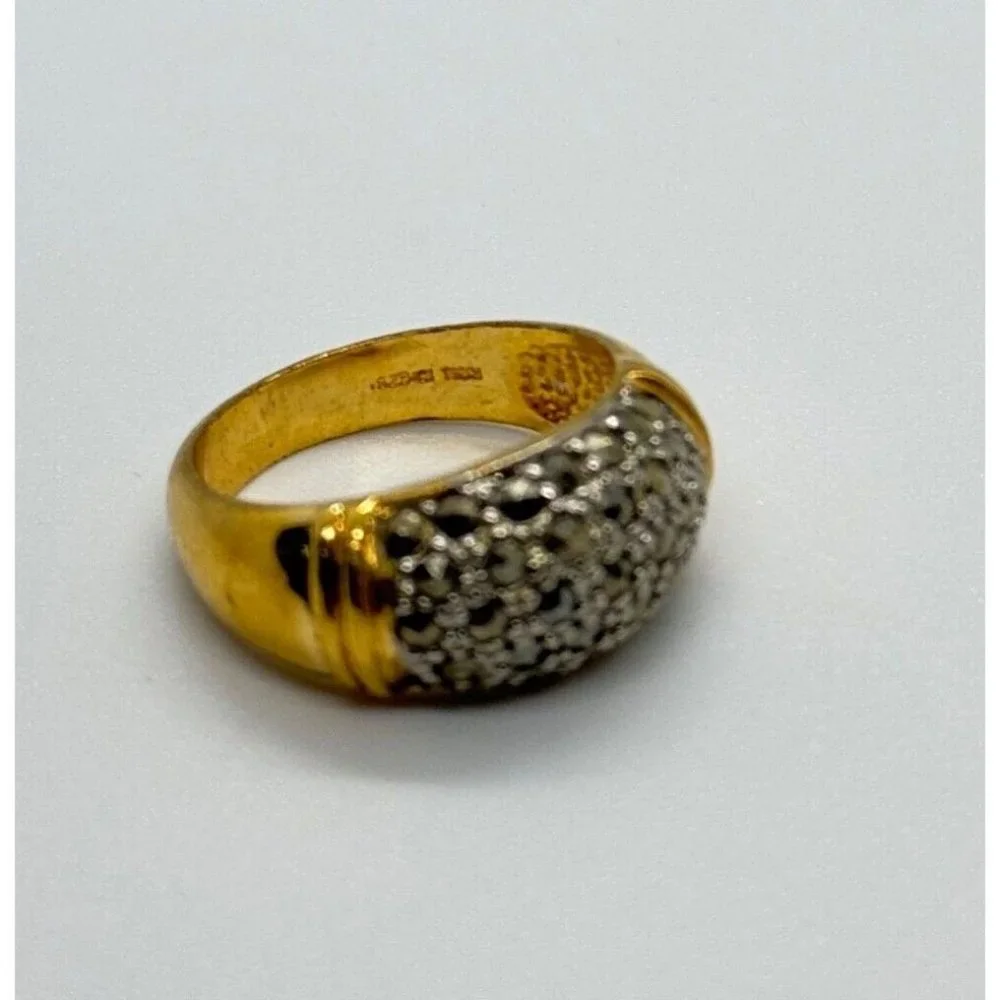 925 STERLING SILVER GOLD PLATED MARCASITE RING SIZE 8